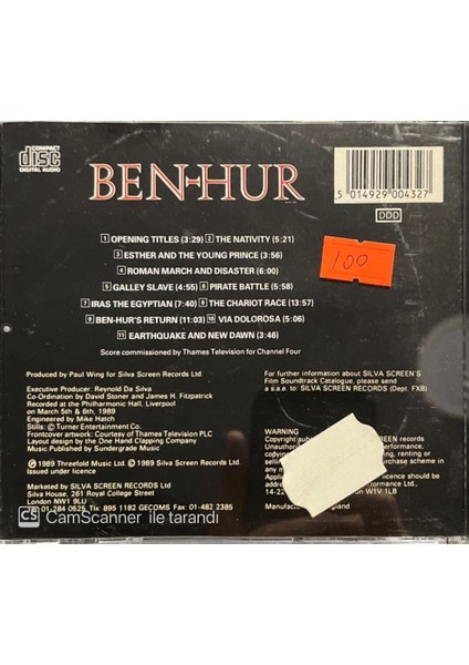 Carl Davis – Benhur CD fiyatları