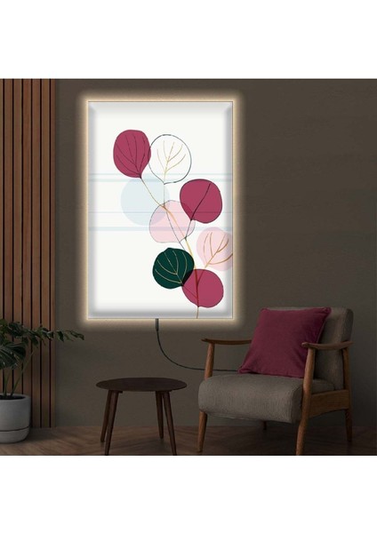 Ledli 90x60 Kolaj Çizim Ağaç Dalı Kanvas Tablo
