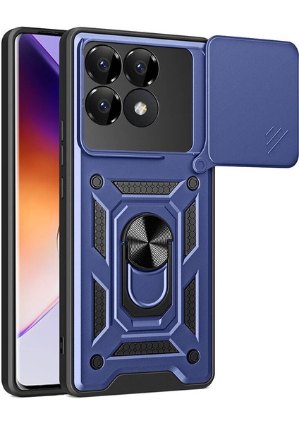 Xiaomi Poco F6 Pro Kılıf Magnetik Standlı Kamera Korumalı Sürgülü Vega Kapak