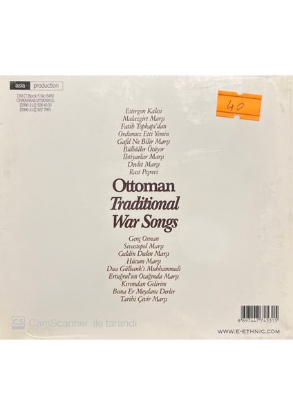 Ottoman Traditional War Songs CD fiyatları
