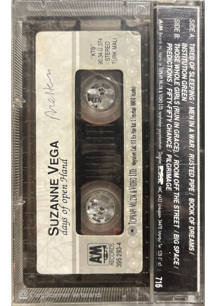 Suzanne Vega Days Of Open Hand Kaset