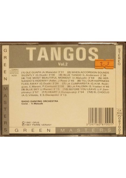 Tangos Vol.2 Green Masters CD