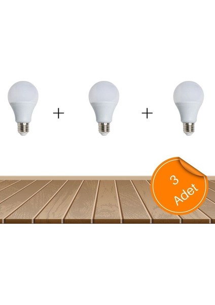 LED Ampul Beyaz Renk 9 Watt Tasarruflu 3'lü Paket