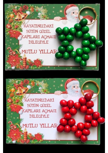 Kırmızı&yeşil 10 Adet Anahtarlık - Yılbaşı Hediyesi - Christmas Gift