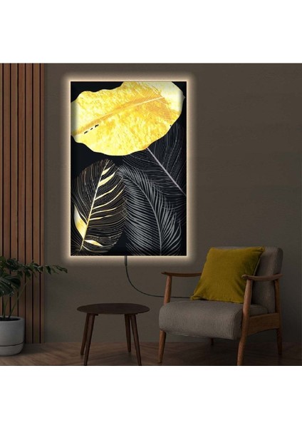 Ledli 50x70 Soyut Desen Çiçek Kanvas Tablo