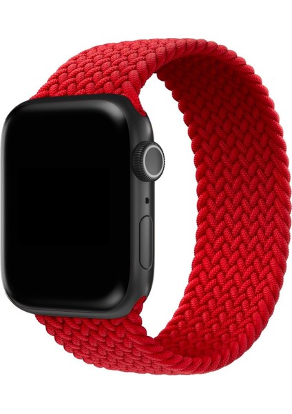 Apple Watch Uyumlu Örgülü Silikon Kordon - Kırmızı - 42/44 - M/l