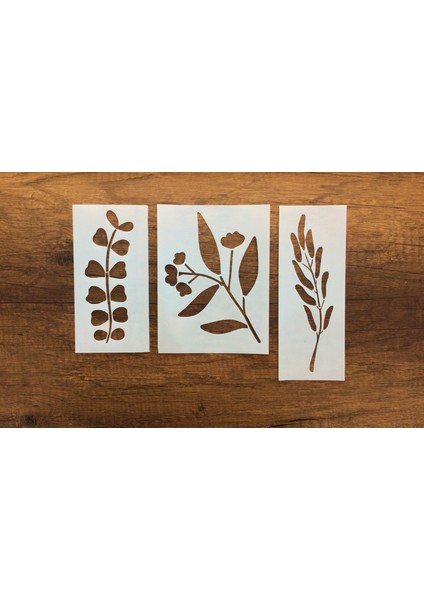 Kır Çiçeği, Floral, Botanik, Yaprak Minimalist Stencil Şablon 3lü Seri No.4