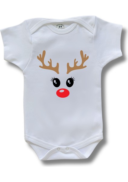 Kısa Kollu Yılbaşı Baskılı Organik Pamuk Çıtçıtlı Yeni Yıl Bebek Body&zıbın