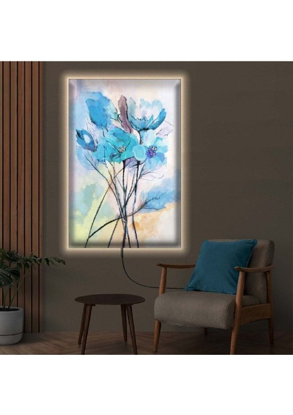 Ledli 50x70 Çiçek Desen Kanvas Tablo