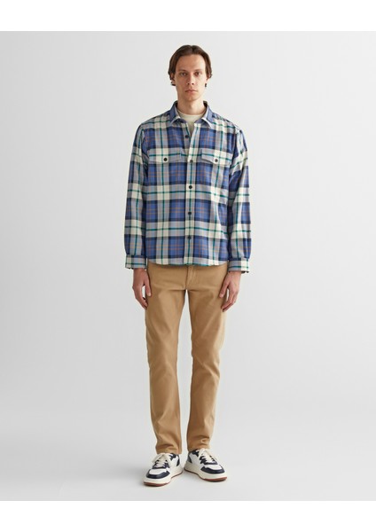 Erkek Mavi Regular Fit Düğmeli Yaka Kareli Gömlek 3240173.442 modelleri