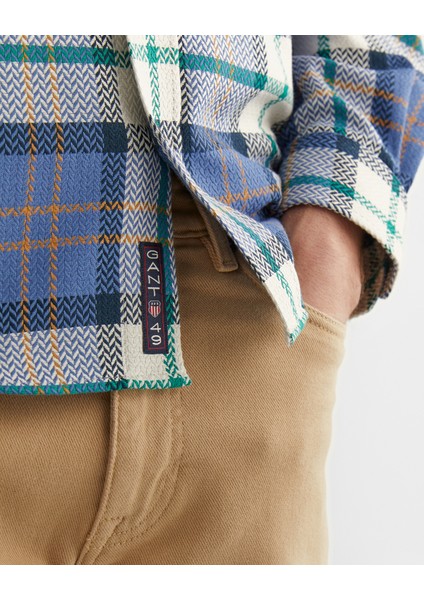 Erkek Mavi Regular Fit Düğmeli Yaka Kareli Gömlek 3240173.442 indirimleri