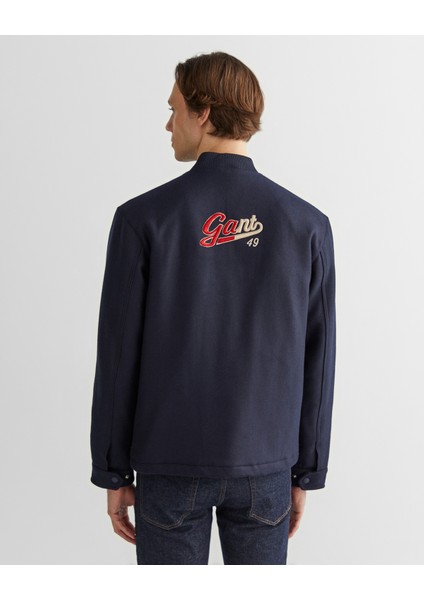 Erkek Lacivert Oversize Fit Gömlek Yaka Logolu Mont 7124312T.433