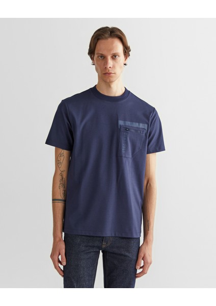 Erkek Lacivert Regular Fit Bisiklet Yaka Logolu T-Shirt 2324355T.410