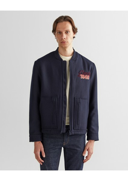 Erkek Lacivert Oversize Fit Gömlek Yaka Logolu Mont 7124312T.433