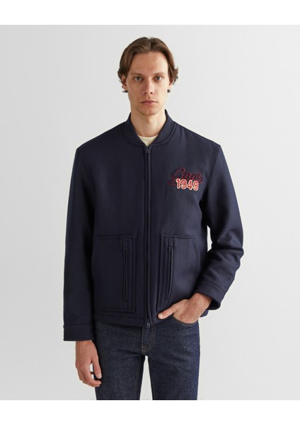 Erkek Lacivert Oversize Fit Gömlek Yaka Logolu Mont 7124312T.433 fırsatları