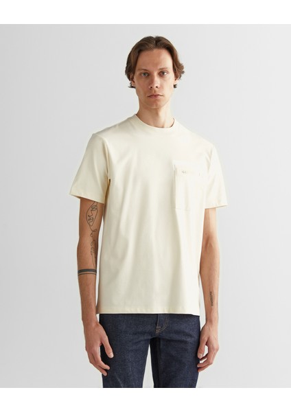 Erkek Krem Regular Fit Bisiklet Yaka Logolu T-Shirt 2324355T.130