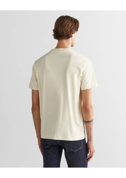 Erkek Krem Regular Fit Bisiklet Yaka Logolu T-Shirt 2324355T.130