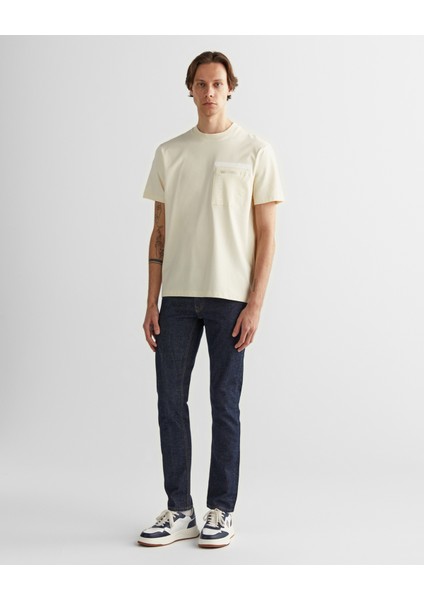 Erkek Krem Regular Fit Bisiklet Yaka Logolu T-Shirt 2324355T.130