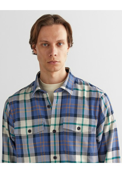 Erkek Mavi Regular Fit Düğmeli Yaka Kareli Gömlek 3240173.442 fırsatları