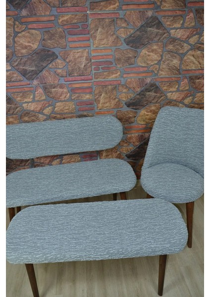 Puf Bench Takım Kılıfı Jakar Kumaş 2 Sandalye 1 Bench 1 Puf