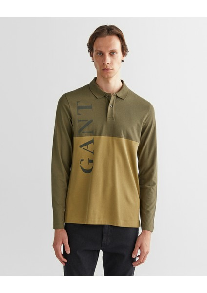 Erkek Yeşil Regular Fit Renk Bloklu Logolu Polo 2424330T.301