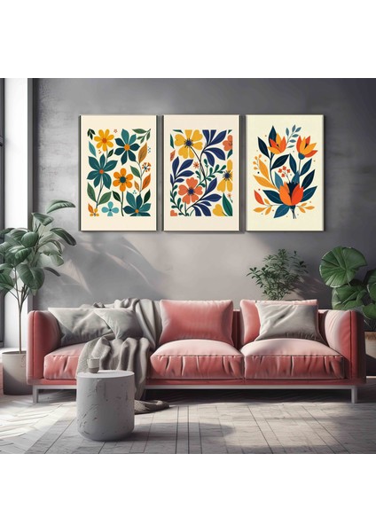 Matisse - Boho - Art Deco - Soyut - Doğa ( 3 Lü Çerçevesiz ) Poster - Afiş - Tablo KR2C00672/