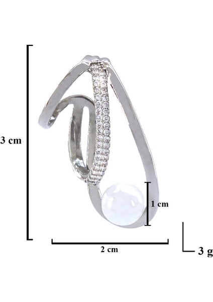 Bz 316L Çelik Inci Taşlı Çelik Ear Cuff Küpe UNK-682