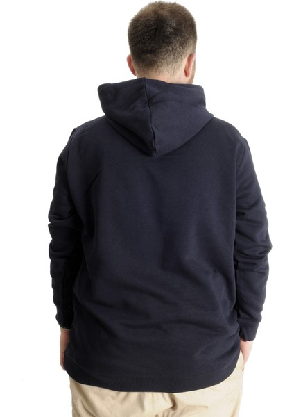 Mode Xl Büyük Beden Erkek Sweatshirt Kapüşonlu 23540 Lacivert