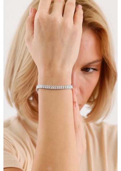 BİLEKLİK ÇELİK CHARM BAYAN TAŞLI Emerald Cut Su Yolu Tektaş 15CM 4mm fiyatları