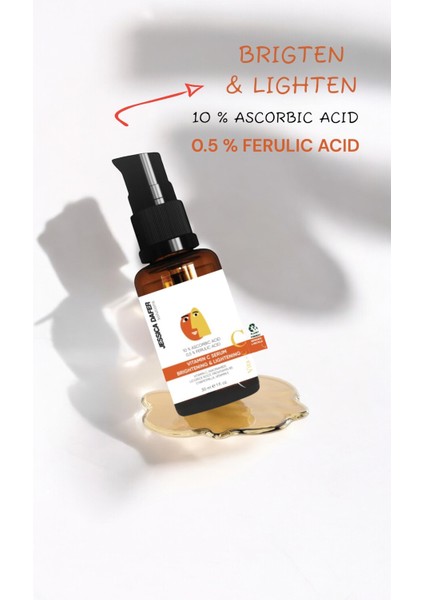 C Vitamini Aydınlatıcı ve Ton Eşitleyici Cilt Bakım Serumu 30 ml (%10 Ascorbic Acid & Ferulic Acid %0,5)