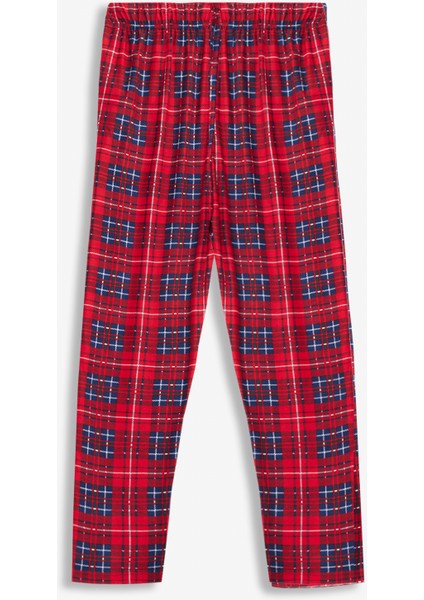 Kareli Erkek Pijama Altı Yumuşak Süet Kumaş Rahat Kesim Cepli Ipli Relax Fit Kırmızı Ekoseli Esnek indirimleri