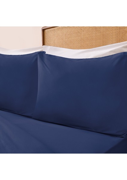 Soft Oxford Yastıklı Çift Kişilik Nevresim Takımı - Lacivert