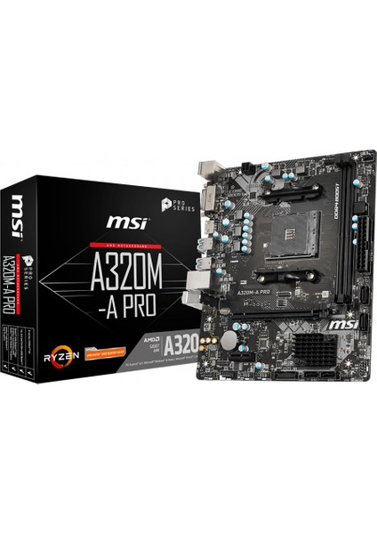 Msı A320M-A Pro Ddr4 3200MHZ 1xhdmı 1xdvı USB 3.2 Matx Am4