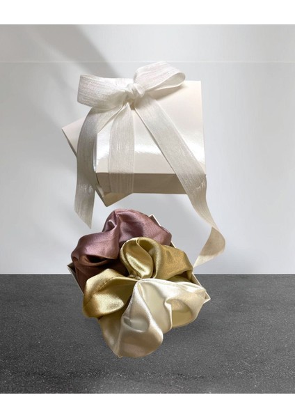 3’lü Premium Saten Saç Tokası - Özel Hediye Kutusunda (Krem,Pembe, Kahve) modelleri