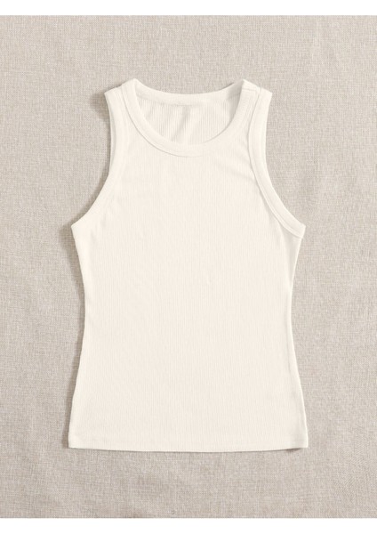 Beyaz Renk Bisiklet Yaka Düz Desensiz Likralı Fitilli Kaşkorse Regular Fit Bluz fırsatları