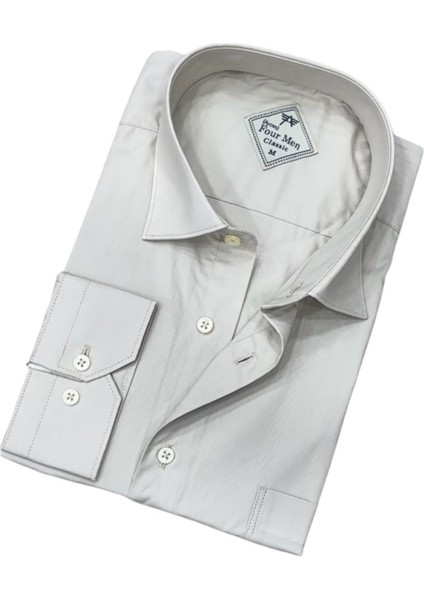 Klasik Rahat Kesim Düz Erkek Pamuk Gömlek