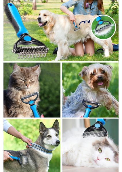 Tekno Trust Metal Uçlu Plastik Saplı Köpek Kedi Uzun Tüy Bakım Tarağı Tüy Topak Kıtık Açıcı Tarak 1 Adet