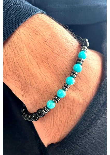 Oniks-Varisit & Hematit Doğaltaş Erkek Bileklik modelleri