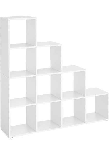 Kitaplık, Merdivenler, 10 Küp Gözü, Ahşap Sergi Rafı, Bağımsız Raf, Oda Bölücü, Beyaz LBC10WTV1