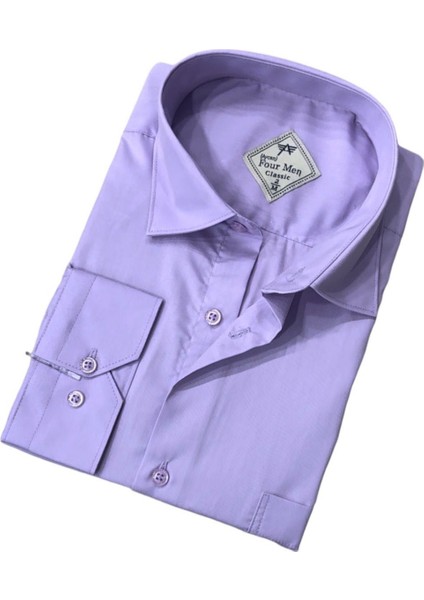 Klasik Rahat Kesim Düz Erkek Pamuk Gömlek
