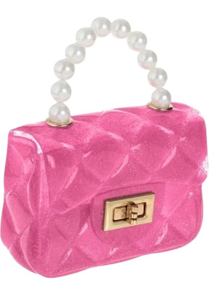 Kız Çocuk-Tarz Fenomen Jöle Çanta Pembe Parıltılı Beyaz Inciler 12.5X4.5X9CM modelleri