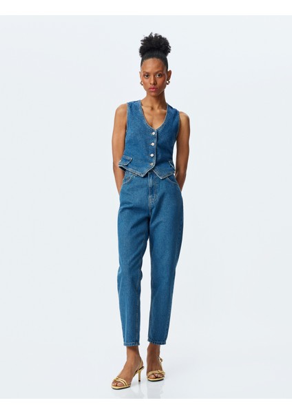 Yüksek Bel Regular Fit Düz Paça Kot Pantolon