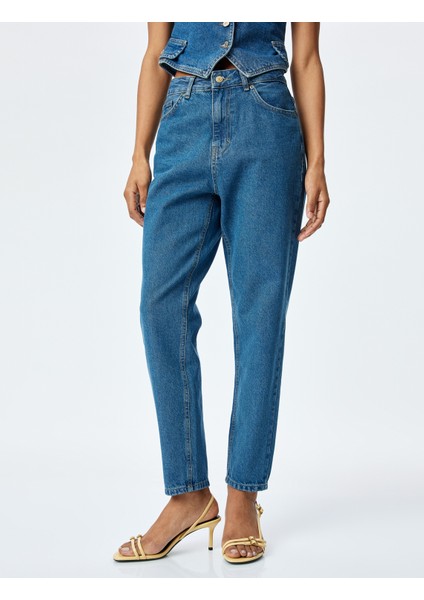 Yüksek Bel Regular Fit Düz Paça Kot Pantolon
