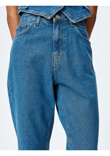 Yüksek Bel Regular Fit Düz Paça Kot Pantolon