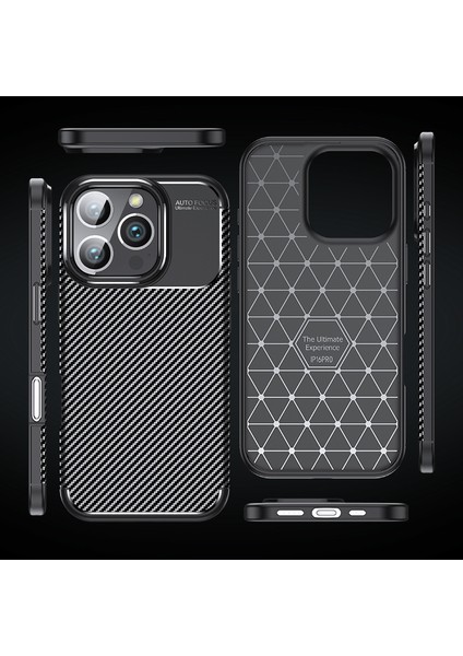 Apple iPhone 16 Pro Max Kılıf Darbe Emici Uzun Ömürlü Parmak Izi Yapmaz Karbon Tasarım Negro Kılıf