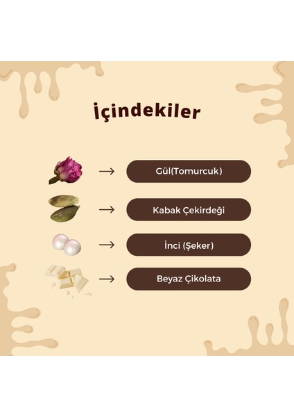 Kuvertür Çikolata Gül Inci (Şeker) ve Kabak Çekirdekli Besleyici Lüks Kuvertür Çikolata