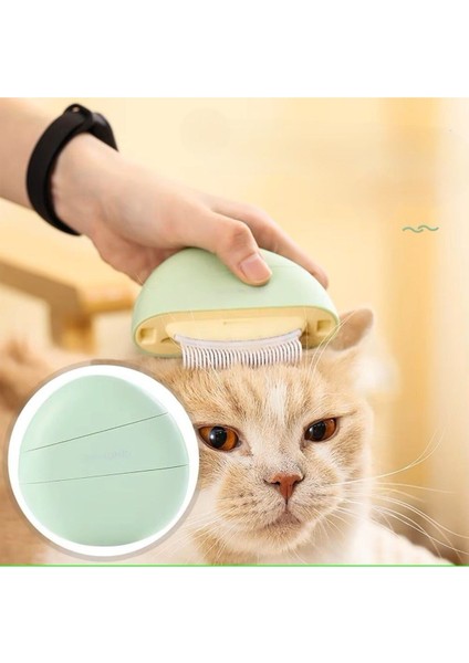 Tekno Trust Kedi Bakım Tarağı Temizleme Fırçalı, Masaj Etkili Tüy Dökme Önleyici Tarak 3’ü 1 Arada
