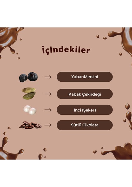 Kuvertür Çikolata Kabak Çekirdeği Inci (Şeker) Yaban Mersinli Meyveli Çikolata