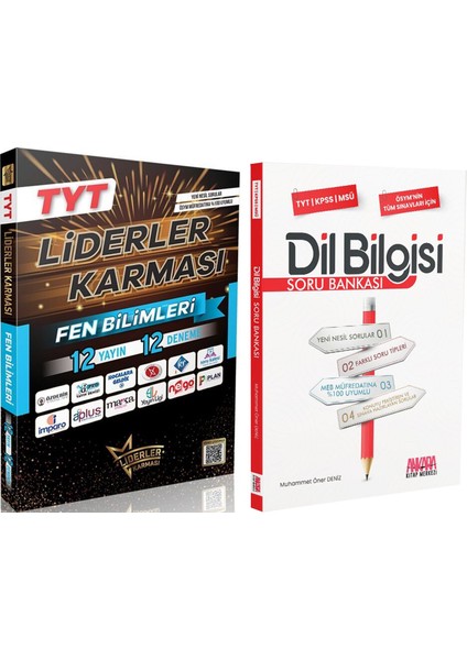 TYT Fen Bilimleri 12 Yayın 12 Deneme ve Akm Dil Bilgisi Soru Bankası Seti 2 Kitap