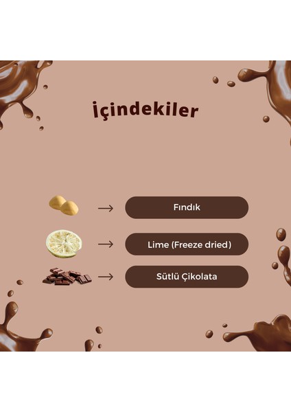 Kuvertür Çikolata Gül Yaprağı Fındık ve Lime(Freeze Dried) Içeren Meyveli Lüks Çikolata